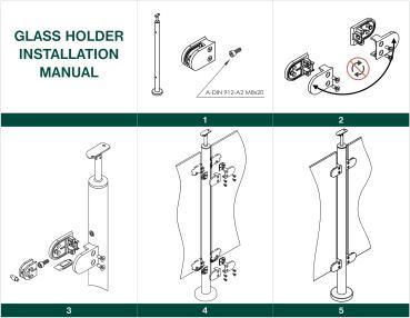 Preview: Glashalter Glasklemme Glasklemmhalter Modell 21 ZAMAK Black RAL 9005 für Glas 10,76